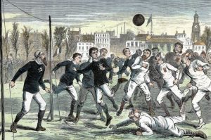 صورة تعبيرية لأول مبارة كرة قدم في التاريخ